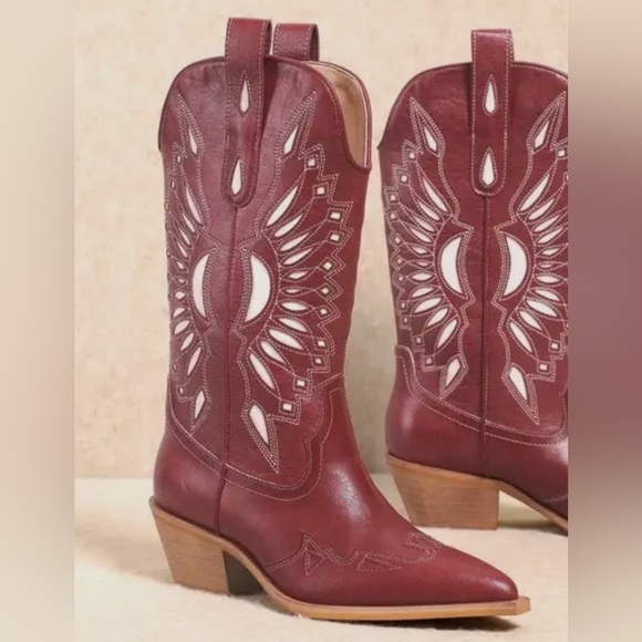 Mi.iM 8.5 Burgundy Western Heeled Boots - Picture 3 of 4
